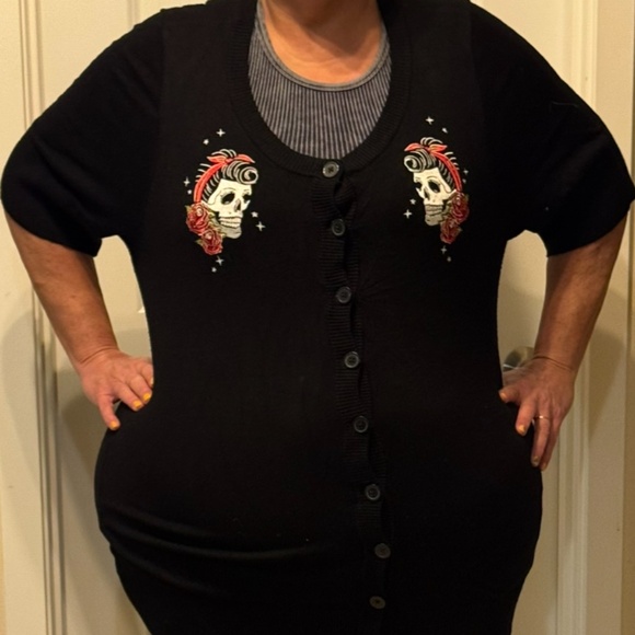 Torrid Retro Chic Sugar Skull Roses Longline Cardigan – Size 4 (4X) - Picture 1 of 9